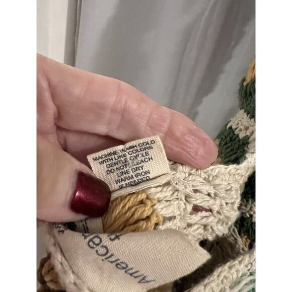 American Flirt Cotton Multicolor Handmade Crochet Granny Square Tote Bag 17x16 - Picture 8 of 8